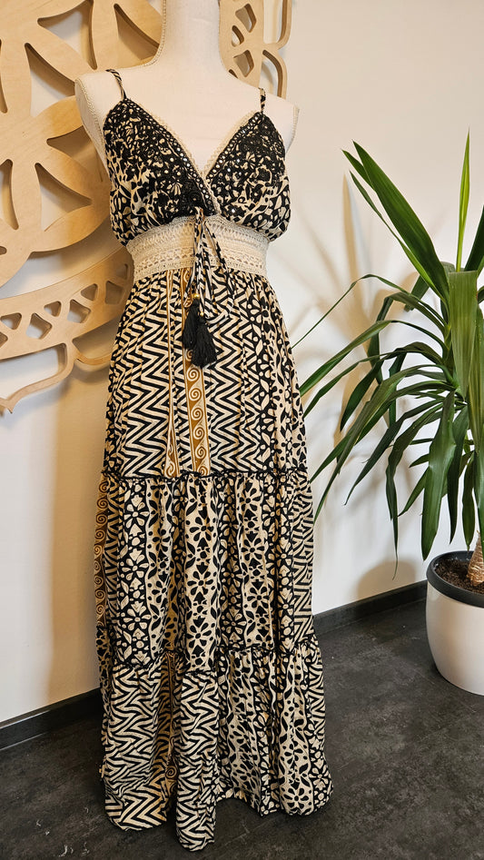 Isis Goddess Long Bohemian Dress BLACK