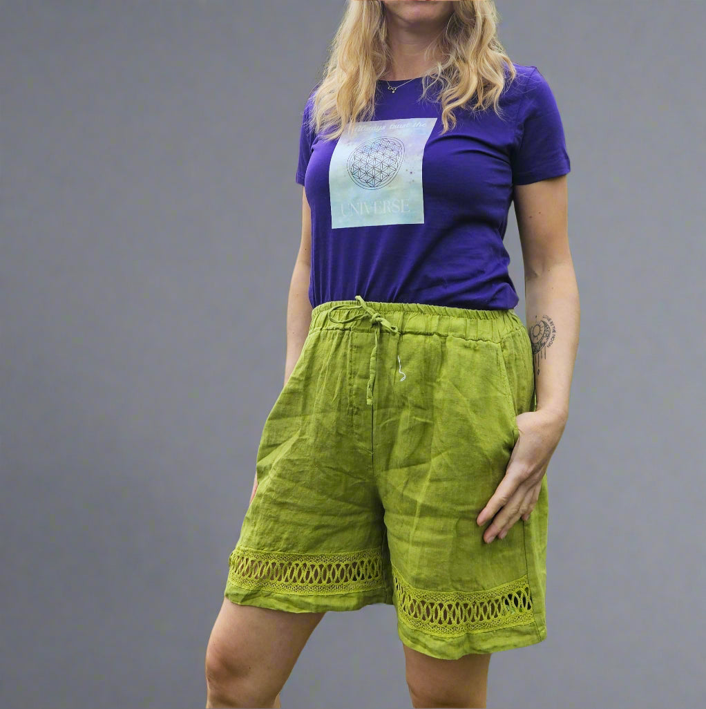 Artemis Goddess Linen Shorts – Pistachio Green