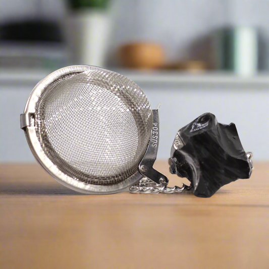 Black Obsidian Crystal Tea Strainer: PROTECTION & SELF-CONTROL