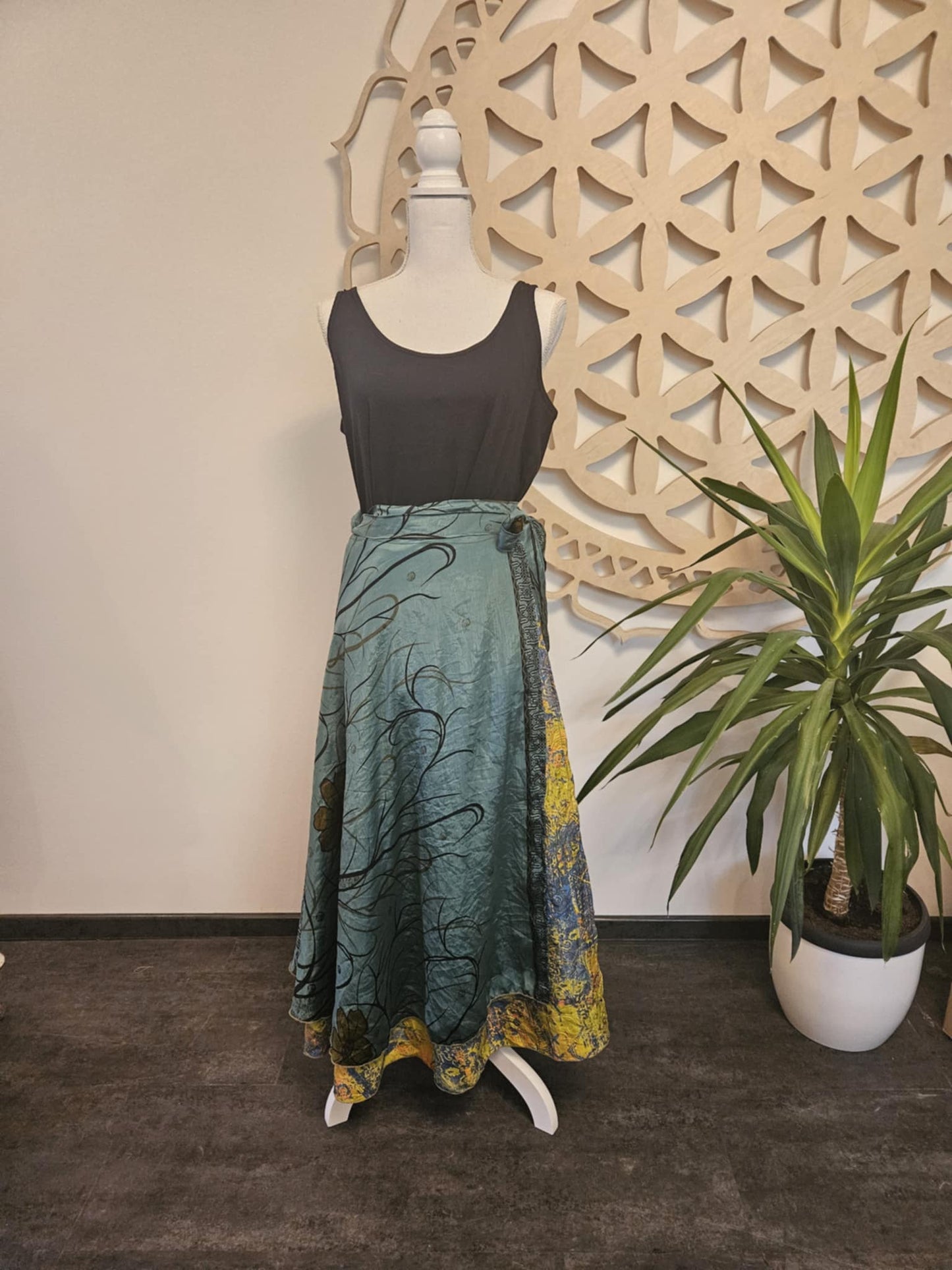 Shakti Reversible krilo – reciklirana svila Sari TEMNO ZELENA