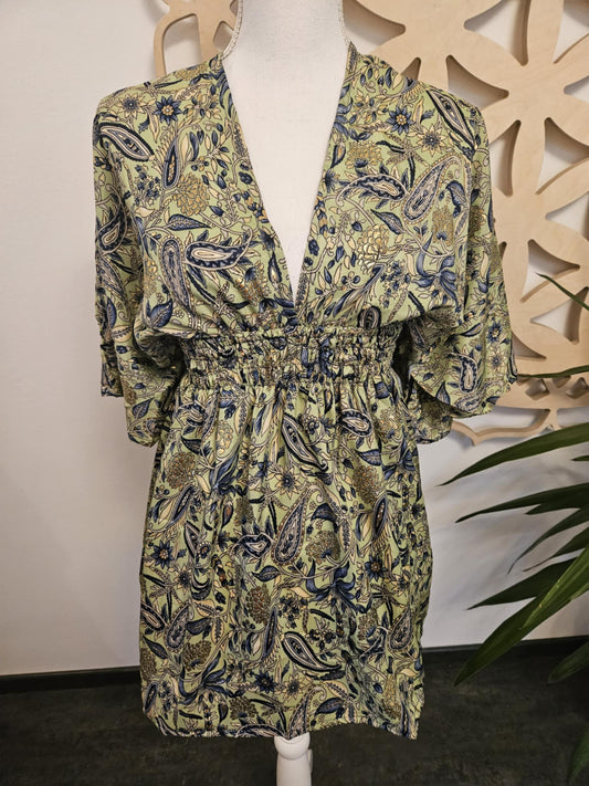 Silk Tunic Diana Goddess OLIVE - GOLD