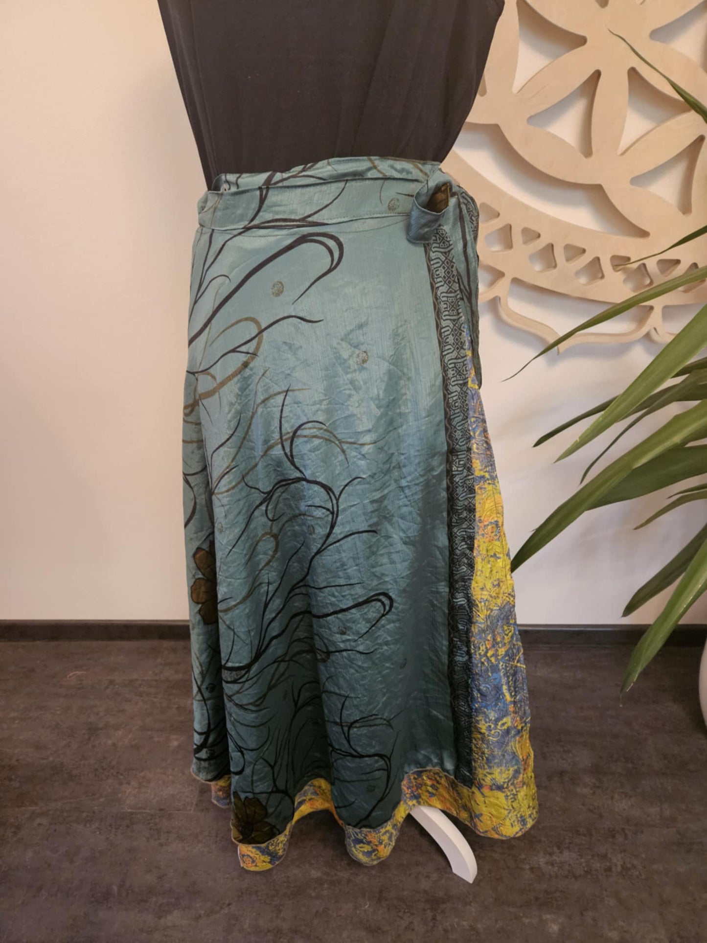 Shakti Reversible krilo – reciklirana svila Sari TEMNO ZELENA