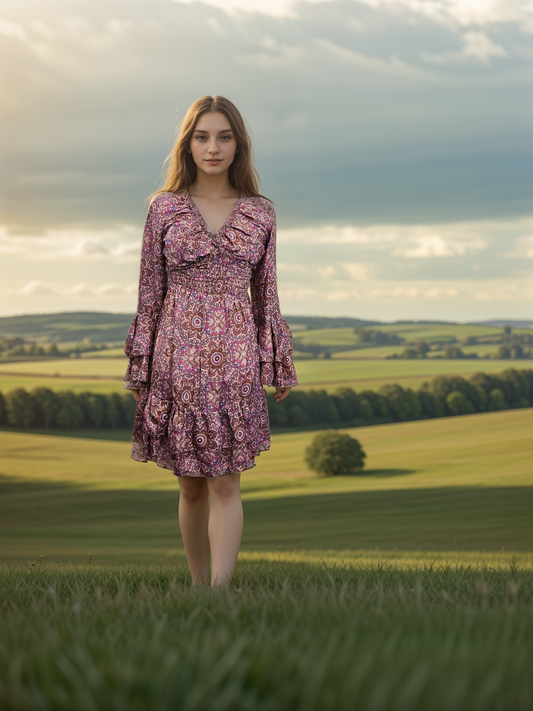 Raja Goddess Long Sleeves Dress PINK