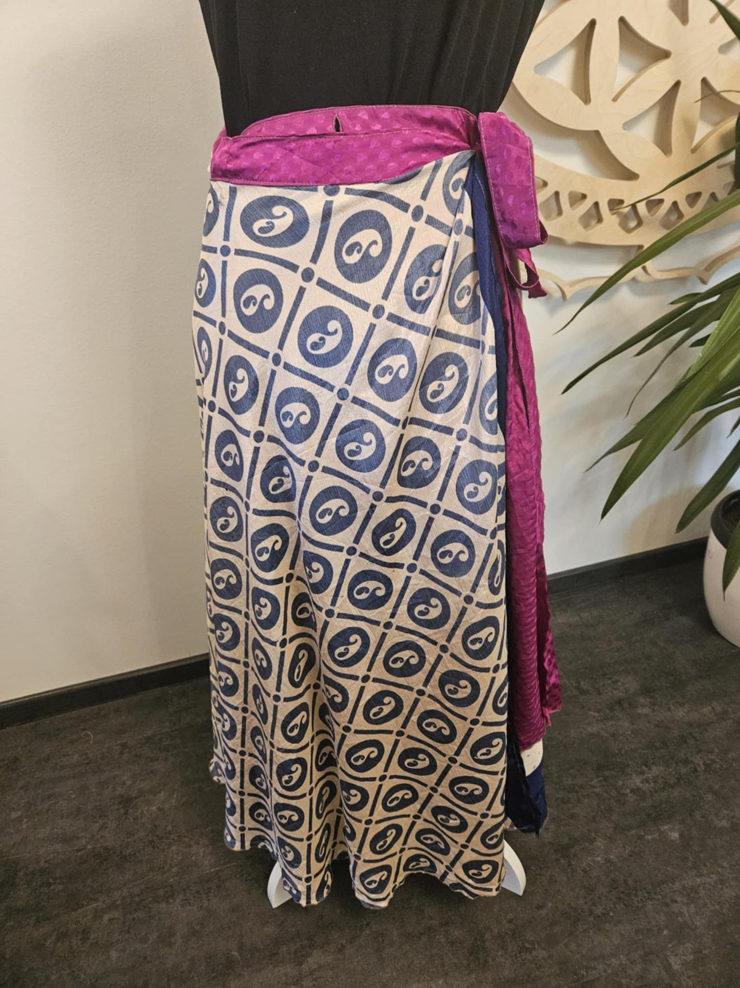 Shakti Reversible Skirt – Recycled Sari Silk PINK - BLUE