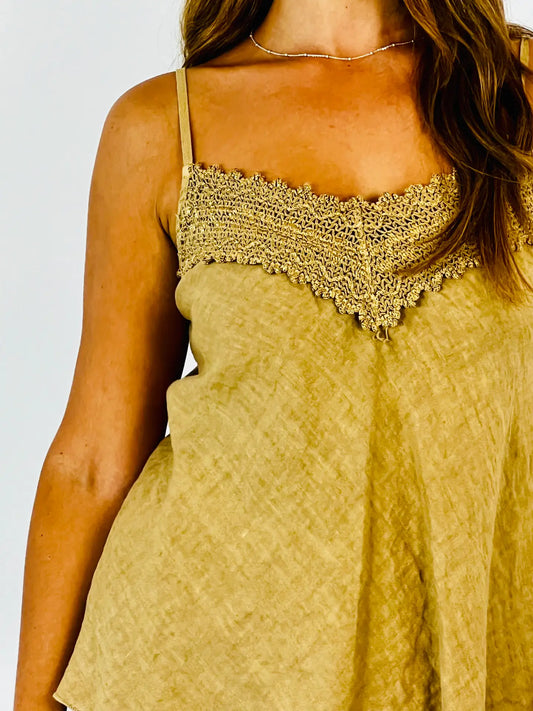 Aphrodite Lace Linen Top