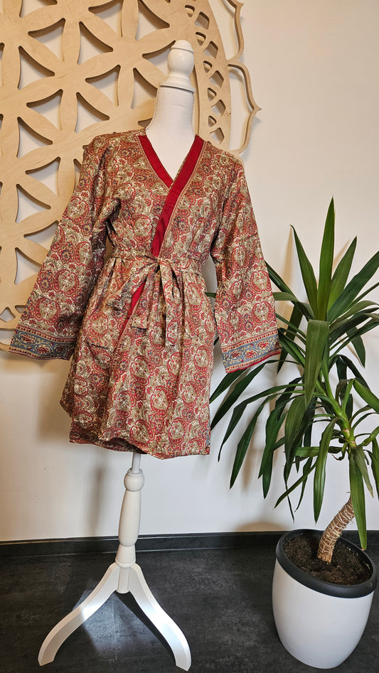 Lakshmi Reversible kimono Upcycled Sari RED