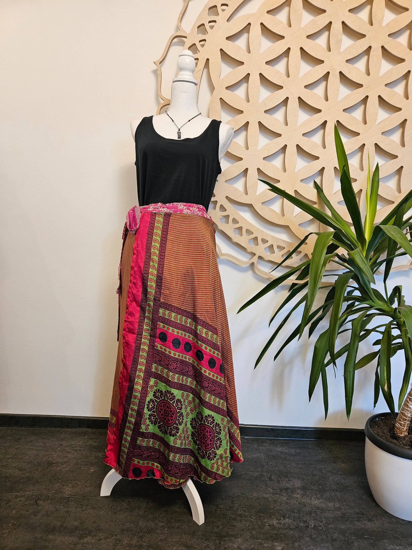 Shakti Reversible krilo – reciklirana svila Sari TEMNO ZELENA