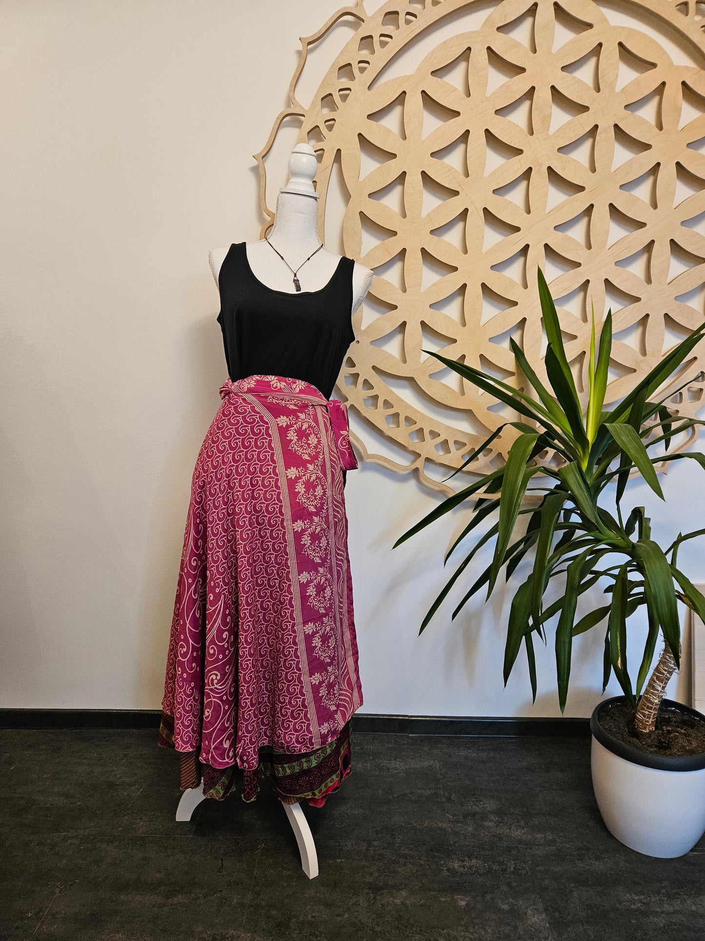 Shakti Reversible krilo – reciklirana svila Sari TEMNO ZELENA