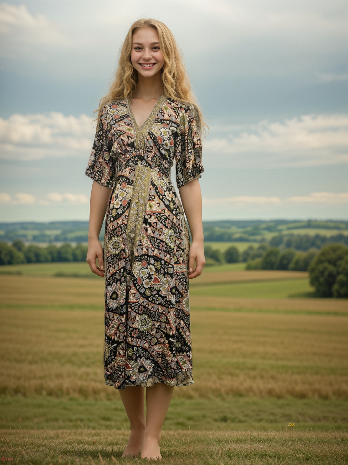 Silk Long Dress - Aurora Goddess BLACK