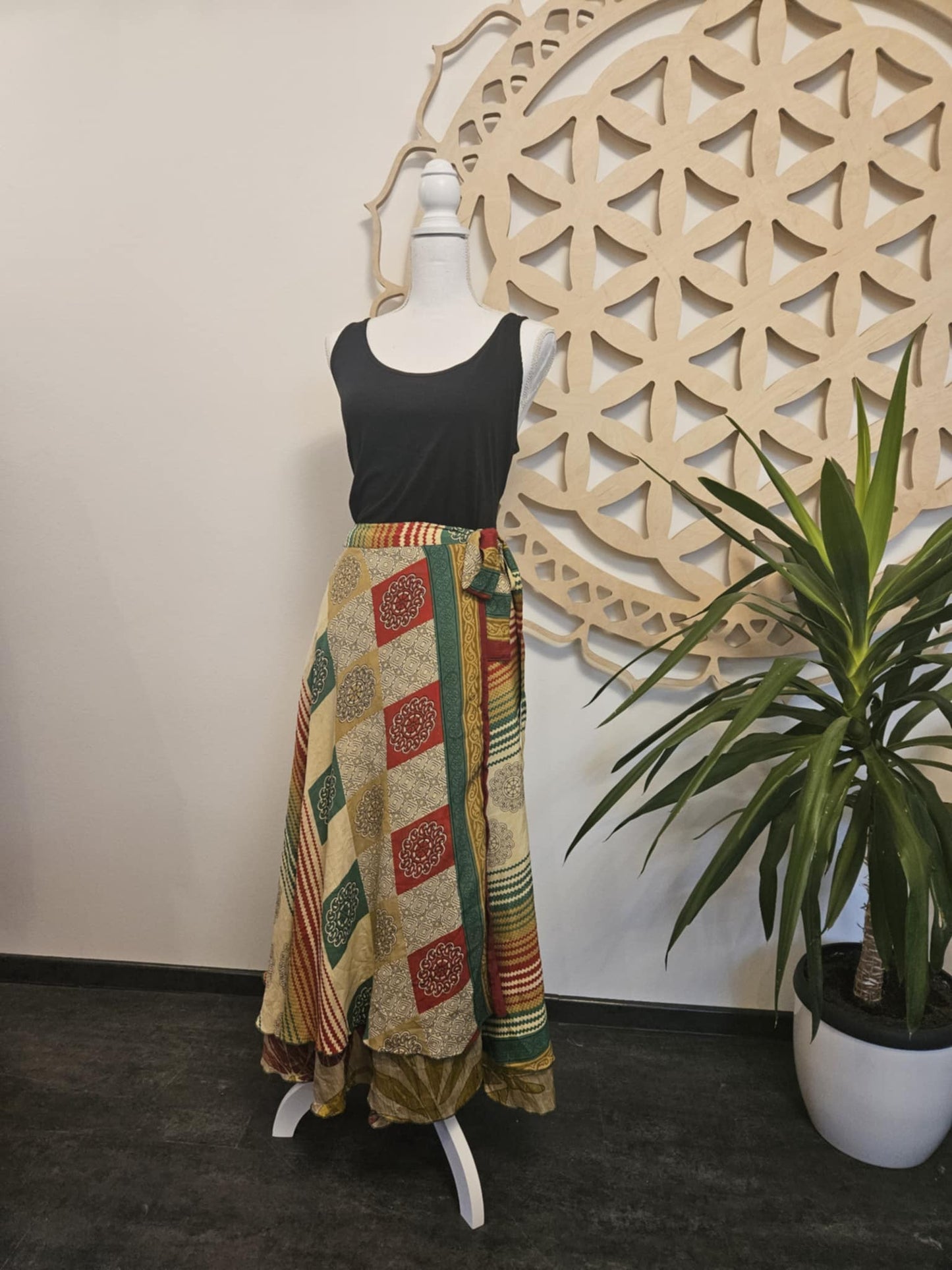 Shakti Reversible krilo – reciklirana svila Sari TEMNO ZELENA