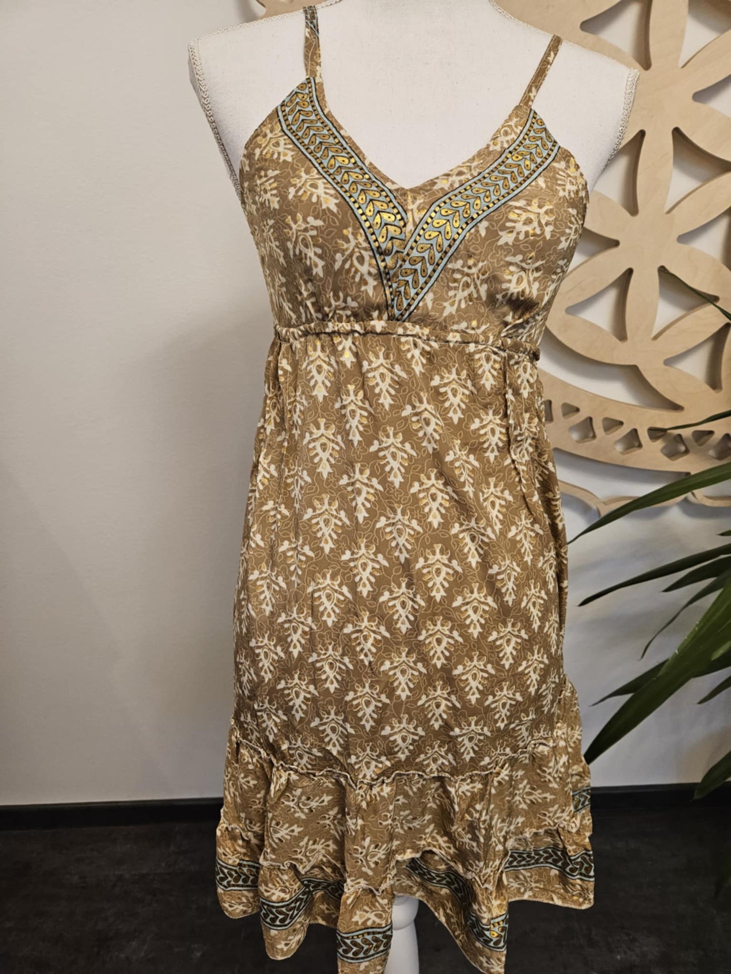 Silk Short Dress - Thalia Goddess BROWN