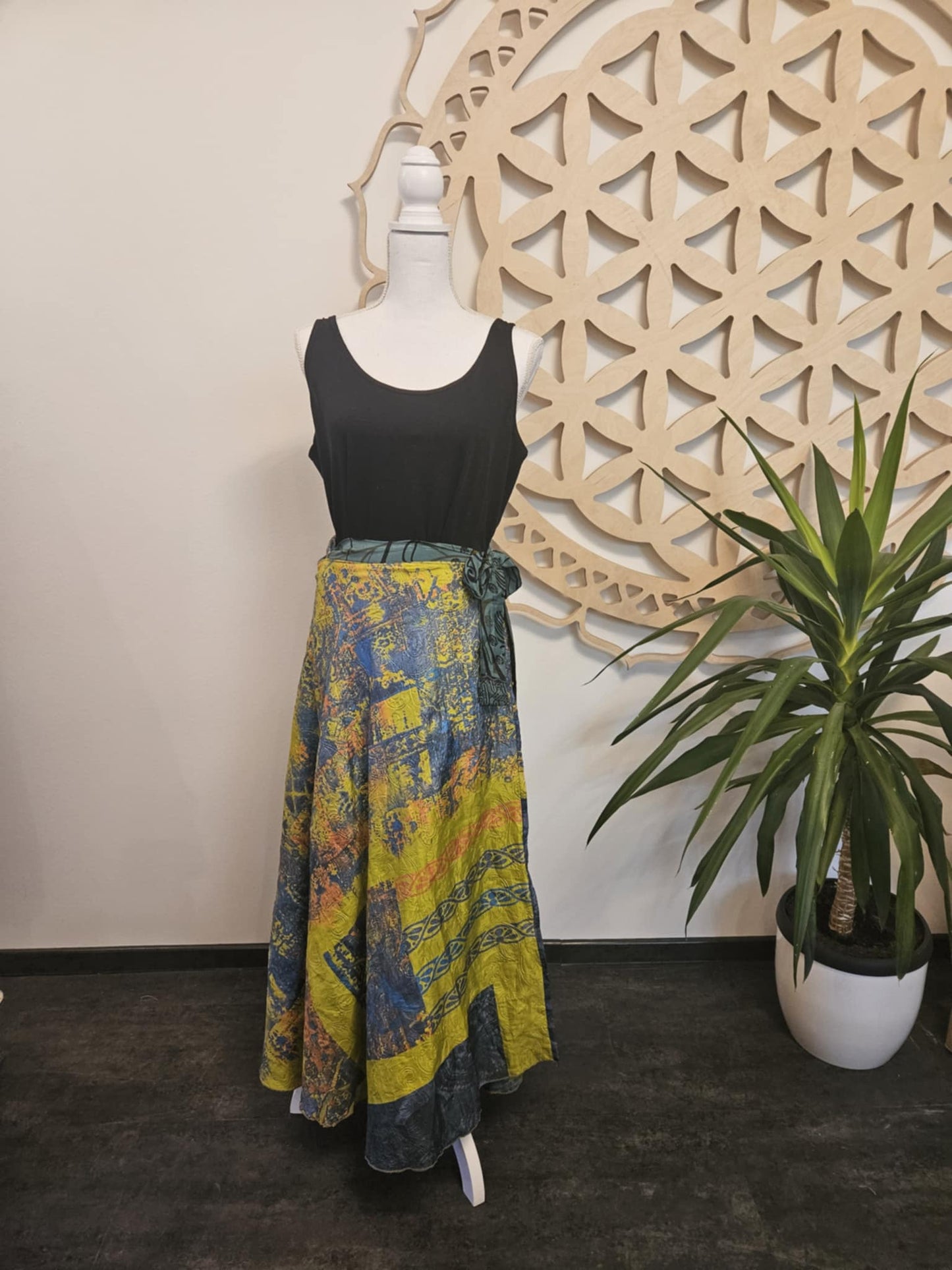 Shakti Reversible krilo – reciklirana svila Sari TEMNO ZELENA
