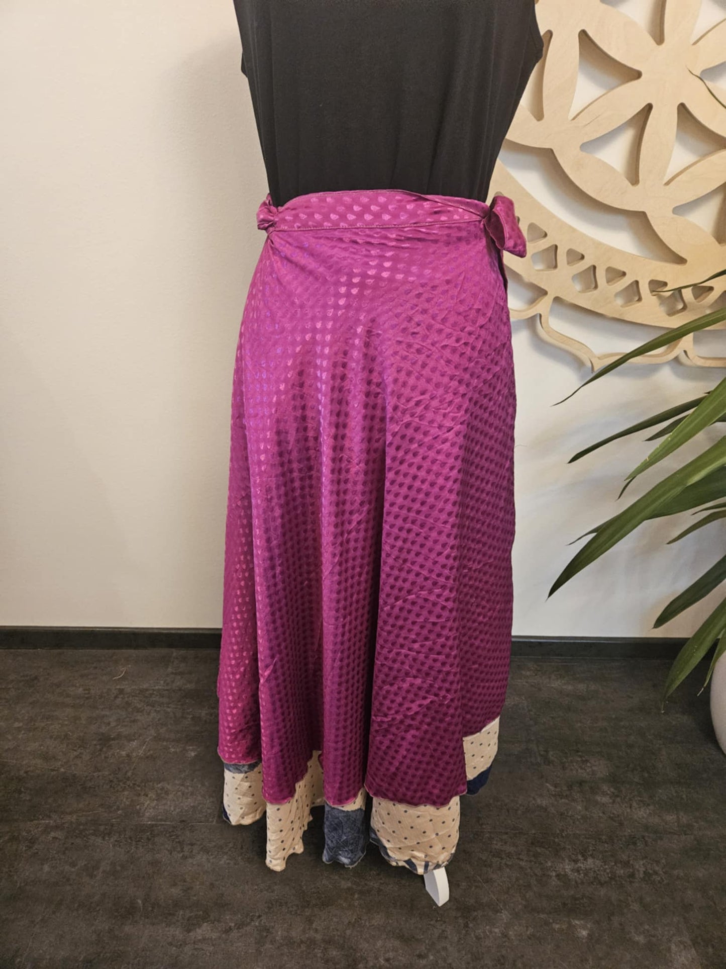 Shakti Reversible Skirt – Recycled Sari Silk PINK - BLUE