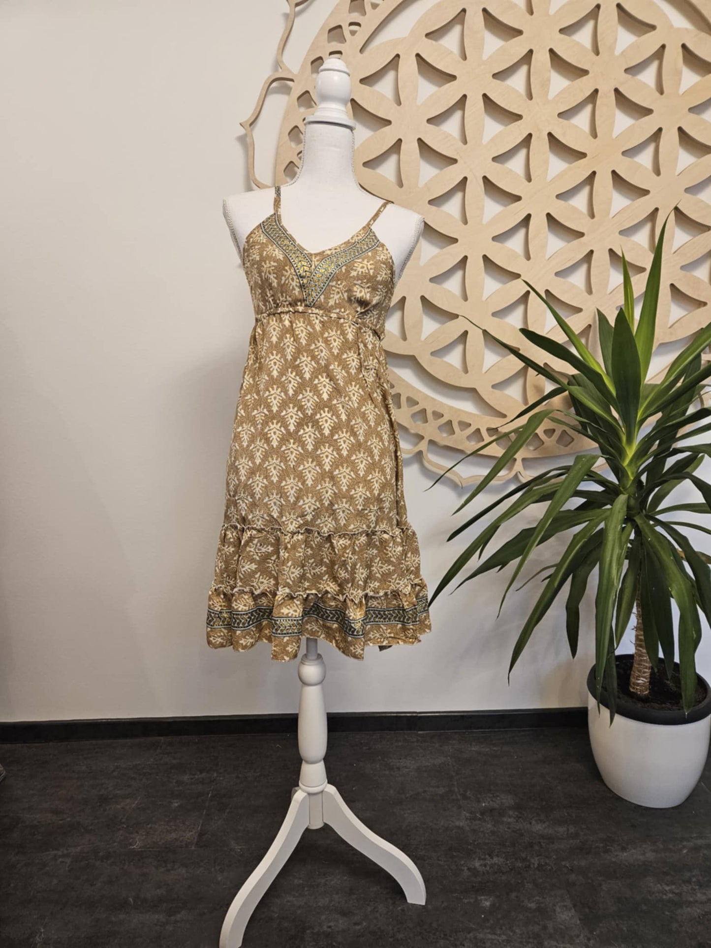 Silk Short Dress - Thalia Goddess BROWN