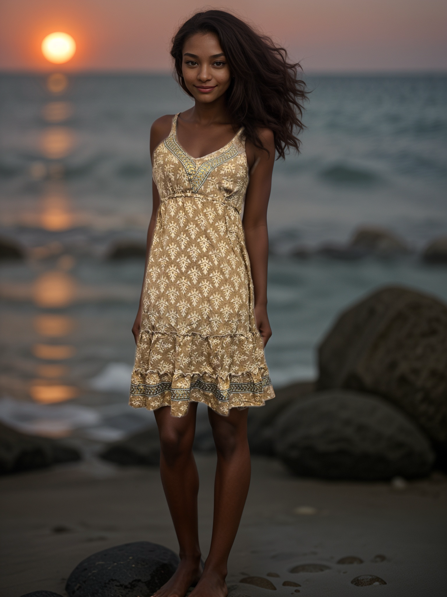 Silk Short Dress - Thalia Goddess BROWN