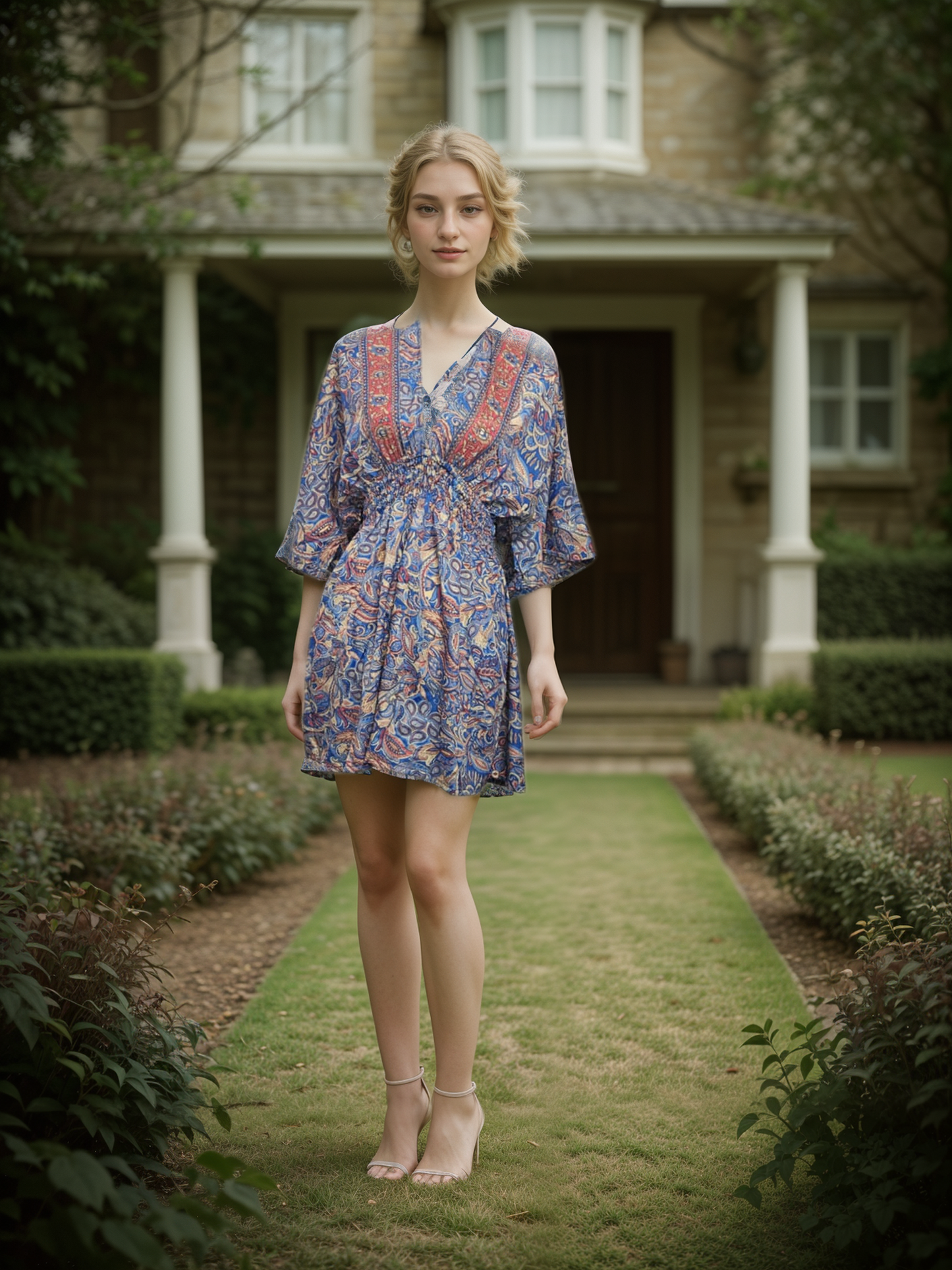 Silk Tunic Diana Goddess BLUE - PINK