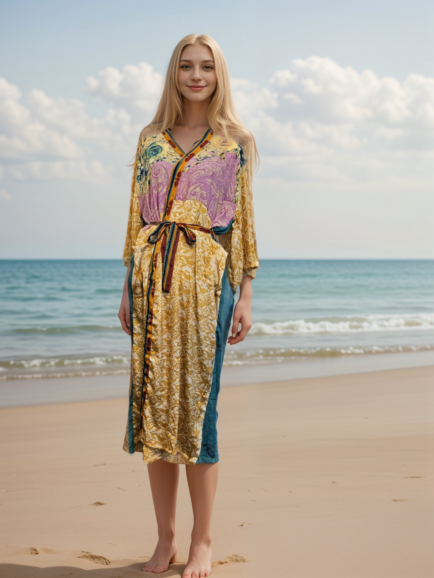 Svileni kimono boginje Venere - recikliran sari - 3