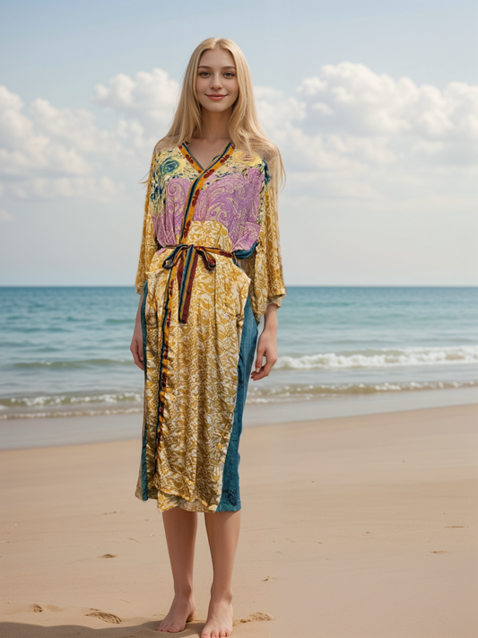 Svileni kimono boginje Venere - recikliran sari - 3