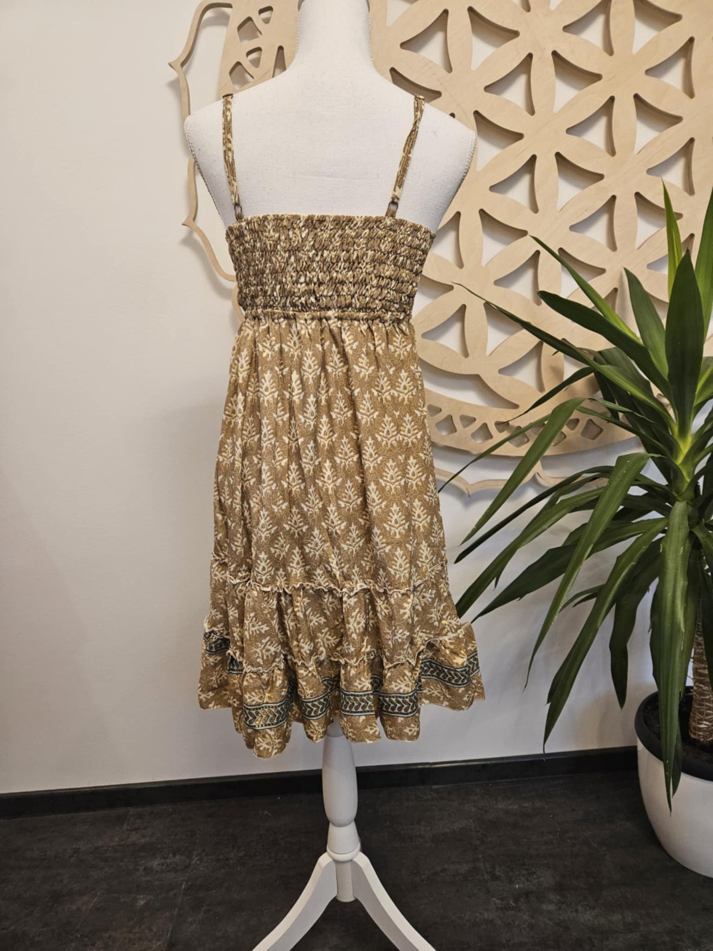 Silk Short Dress - Thalia Goddess BROWN